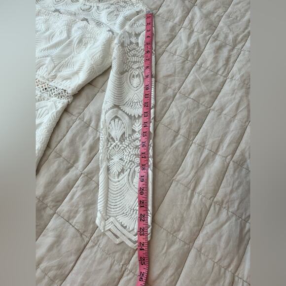 NWT Two Sisters White Lace Long Sleeve Mini Dress - 4 - Picture 10 of 11